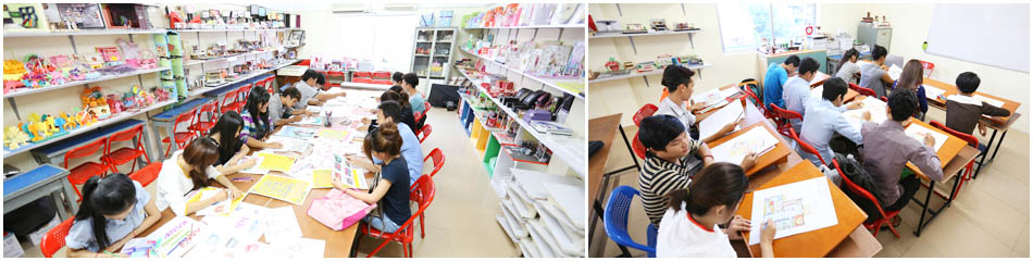 Students collaborating in a modern classroom